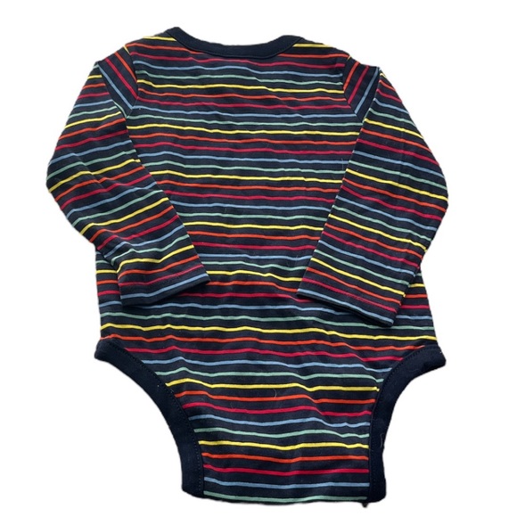 Gap 2 Bundle of Onesies Dinosaur Stripes Yellow Blue Size 12-18 Months - Picture 6 of 9